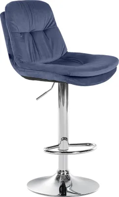 Produktbild von CLP Barhocker Laurel Samt höhenverstellbar und drehbar blau Material Gestell Metall in Chromoptik