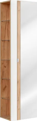 Obrázok produktu pre Vysoká kúpeľňová skrinka so zrkadlom 170 cm biela lesklá dub