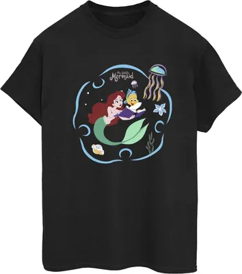Produktbild von Disney - "The Little Mermaid Reading A Book" T-Shirt für Damen BI30983 (L) (Schwarz)