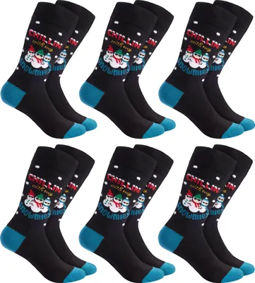 Obrázek produktu pro BRUBAKER 6 párů vánočních ponožek pro muže a ženy - Funny Christmas socks, Chillin with my Snowmies, velikost 41-45