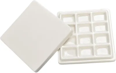 Imagen del producto de Paleta de cerámica con 12 compartimentos, ideal para acuarelas y témperas, cerámica, para artistas