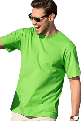 Produktbild von Herren-T-Shirt für den Sommer, 100% Baumwolle, unbedruckt, einfarbig, 145g/m2, Farbe Apfelgrün, Größe M