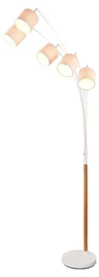 Produktbild von Bogenlampe Stehlleuchte Wohnzimmer Leinen Holz 5-flammig LED 200cm skandinavisch