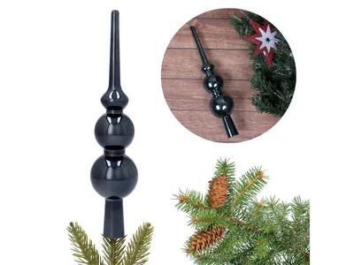 Obrázek produktu pro Antracitová špička, malý vrchol na vánoční stromek, vánoční ozdoba 20 cm