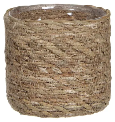 Produktbild von Mica Decorations Pflanzentopf - Rattan - braun - Pflanzkorb - 12 x 12 cm