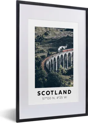 Produktbild von MuchoWow® Gerahmtes Poster Schottland - Zug - Brücke 40x60 cm - Poster mit Schwarzem Bilderrahmen Wandposter Rahmen Foto Bilder - Poster in Rahmen