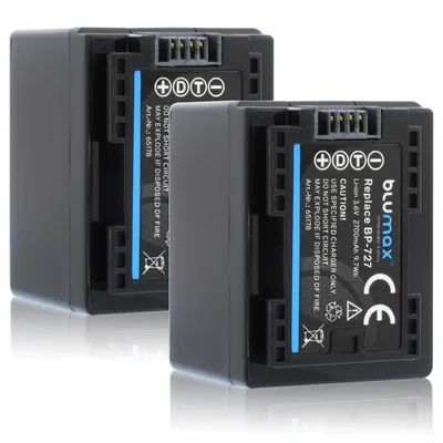 Produktbild von 2x Blumax Akku | für Canon BP-727 Digitalkamera | Kapazität 2700mAh  |Spannung 3,6Volt | Video- und  Kamerazubehör