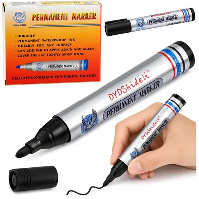 Zdjęcie produktu dla Marker wodoodporny, trwały, z końcówką dłutową, czarny