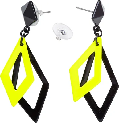 Produktbild von Gelb Schwarz Neon Diamant Ohrringe 80er Disco