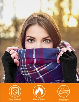 Produktbild von 2 Paar Halbfingerhandschuhe, Winter Fingerlose Handschuhe für Herren und Damen