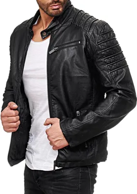 Produktbild von Red Bridge Herren Jacke Kunst- Lederjacke Biker MC Black imitation leather jacket Schwarz