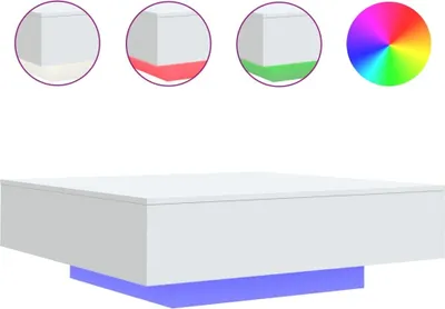 Image de vidaXL Table basse avec lampes LED blanc 100x100x31 cm