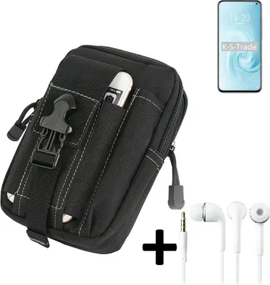 Produktbild von K-S-Trade Gürteltache + Kopfhörer kompatibel mit Meizu 17 Gürtel Tasche Holster Schutz Hülle Handy Hülle  schwarz inkl. Extrafächer