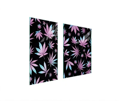 Image de Plaques de recouvrement pour cuisinière 2 pièces 75x52 Couverture pour champ vitrocéramique Verre Planche à découper Feuilles Violet