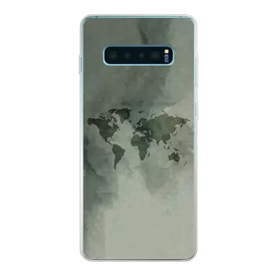 Produktbild von MuchoWow® Handyhülle Schutzhülle Hülle für Samsung Galaxy S10 Plus Weltkarte - Grün - Grau Silikon Softcase Handy Hülle - Schutzhülle