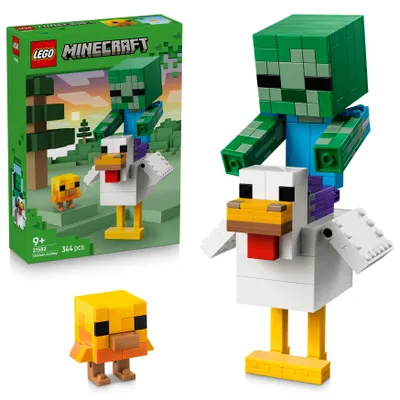 Produktbild von LEGO Minecraft Hühnerreiter - Bauspielzeug - Zimmerdeko zum Videospiel mit Zombiebaby, Huhn und Küken - Fanartikel zum Sammeln und Ausstellen - Geschenk für Gamer ab 9 Jahren - 21582
