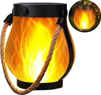 Produktbild von Gartenlicht, Hanfseil Solar Feuerlaterne, 22 LED Flammenlicht, Solar/USB,Solarlaterne Garten & Campinglampe