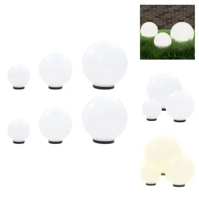 Obrázok produktu pre vidaXL 6 ks Súprava záhradných LED svietidiel guľových 20/30/40 cm PMMA - Vonkajšie osvetlenie