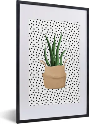 Produktbild von MuchoWow® MuchoWow® Gerahmtes Poster Pflanze - Aloe Vera - Flecken 40x60 cm - Poster mit zchwarzem Bilderrahmen - Poster in Rahmen