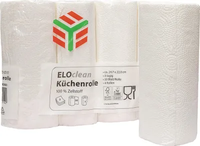 Produktbild von Küchenrolle ELOclean Plus L.ca.11 mxB.ca.220mm hochweiß 3-lagig 4 Rl./PAK