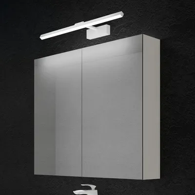 Image de doporro Armoire Murale Salle de Bains avec Miroir et Lampe Strahlenschön Blanc Placard de Rangement Étagères Réglable Blanc Mat en Bois Armoire de Toilette 3 Portes 80x15x70 cm Spiegelschrank 02
