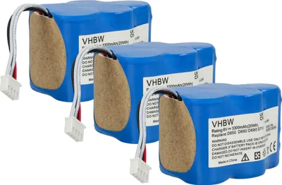 Produktbild von vhbw 3x Akku kompatibel mit Ecovacs Deebot D780, D73, D76, D73n, D730, D77, D760, D79 Staubsauger (3300 mAh, 6 V, NiMH)