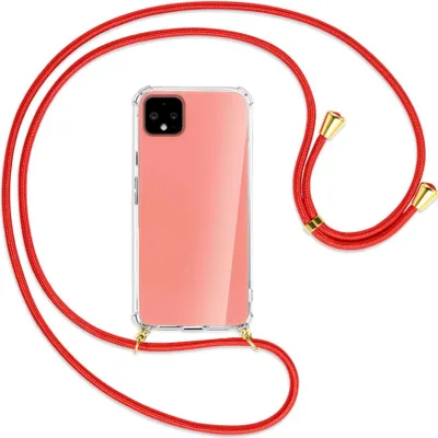 Produktbild von Handykette Backcover-Schutzhülle mit Band (Metall goldfarben) für Google Pixel 4 - rot