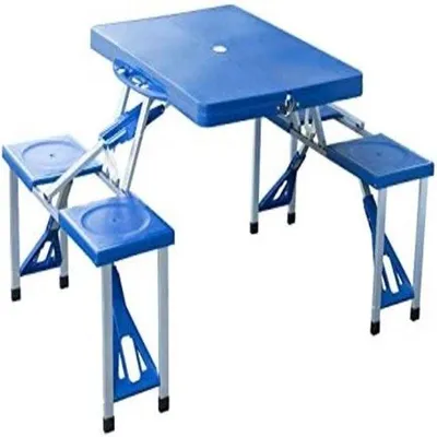 Produktbild von Aluminium Campingtafel mit Sitzgruppe, 4-fach Klaptafel, 135 x 82 x 66 cm