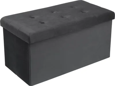 Obrázok produktu pre Moderná úložná lavica - lavicová stolička - sivý zamat - s úložným priestorom - 76x38x38 cm