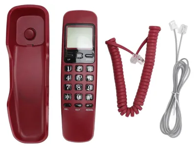 Image de Téléphone mural filaire, identification de l'appelant, rappel, antidérapant, téléphone fixe pour la maison, l'hôtel, rouge