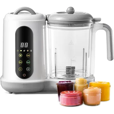 Produktbild von Einstufiger Püreemixer, automatischer Kochzerkleinerer, Püreezubereiter für Babynahrung, selbstreinigend, Touchscreen-Steuerung, weiß