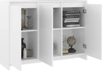 Image de vidaXL Sideboard blanc 102x33x75 cm bois composite