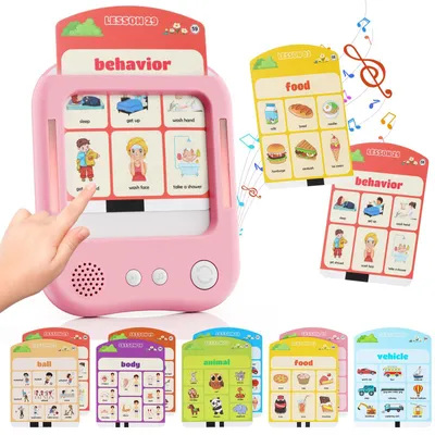 Image de Fiches éducatives parlantes - Jouets éducatifs - Jeux éducatifs - Jouets d'apprentissage pour enfants - Enfants d'âge préscolaire - Cadeau pour garçons et filles de 2 à 4 ans - 478 mots - En anglais uniquement, rose