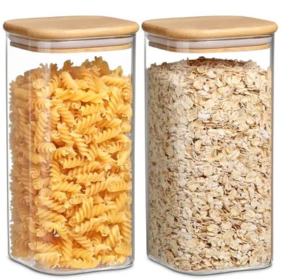 Image de Omgoods - Coffret de 2 grands pots de rangement en verre avec couvercles hermétiques