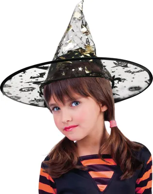 Produktbild von Hexenhut für Kinder Halloween-Accessoire schwarz-gold - Einheitsgröße