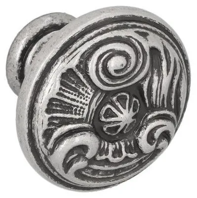 Produktbild von Knopf für Möbel aus Zinklegierung, Durchmesser 35 mm, glänzendes Silberfinish