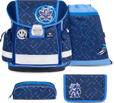 Produktbild von Belmil Classy Schulranzen Set 4-teilig mit Brustgurt - Navy Blue Tech