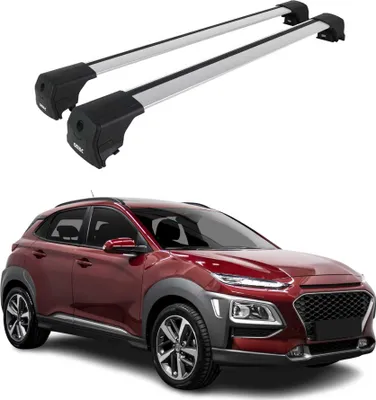 Image de Barres De Toit Transversales pour Hyundai Kona 2018-2023 Aluminium Gris ABE