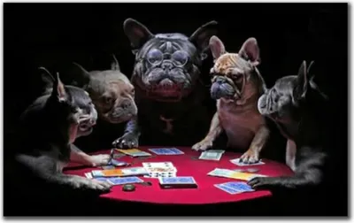 Produktbild von TPFLiving Kunstdruck LW-807 (OHNE RAHMEN) Poster - Leinwand - Wandbild - Hochauflösender Giclée-Druck, langlebig und hochwertig - Die Pokerrunde mit den Bulldoggen - Größe: 80x120cm