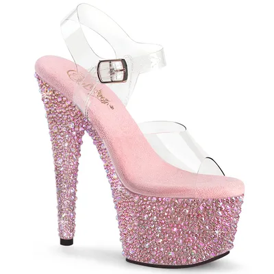 Produktbild von BEJEWELED-708MS Damen Sandale von Pleaser, Transparent Mehrfarbig , EU 41, US 11