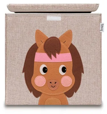 Image de Boîte de rangement en tissu pour enfant "cheval" avec couvercle, compatible Ikea Kallax Lifeney