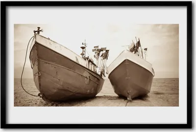 Produktbild von Bild 60x40 MDF-Rahmen Wandkunst Landschaft Wasser Boote