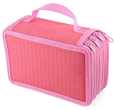 Productafbeelding van Etui met 4 vakken en handgreep (roze), groot etui voor tieners, volwassenen, meisjes en jongens