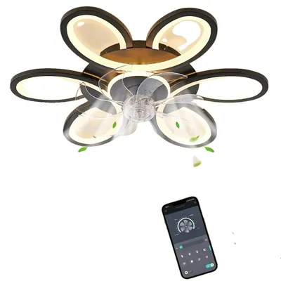 Immagine prodotto di Ventilatore a soffitto, con luce dimmerabile, telecomando, colore nero, 220 V