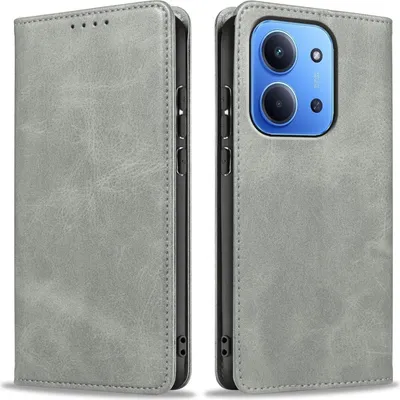 Produktbild von Handyhülle für Xiaomi Redmi 15C Kunstleder Flip Cover Hülle Handytasche Case Kartenfach Farbe: Grau