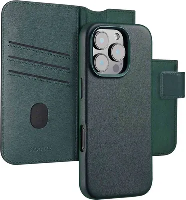 Produktbild von Accezz 2-in-1 Klapphülle aus Leder mit MagSafe iPhone 16 Pro Max - Cedar Green