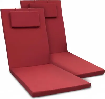 Image de Beautissu Lot de 2 coussins pour chaise longue Loft RL, 200 x 60 x 5 cm, rouge