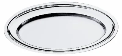 Ovale Servierplatte 60 x 41 cm, Edelstahl, silber