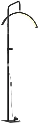 Produktbild von Halbrunde Wimpernlampe mit Telefonhalter | Farbe: Schwarz | Abmessungen: 77,5 x 20,5 x 186 cm