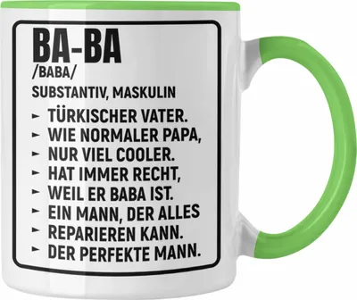 Produktbild von Trendation - Türkischer Vater Geschenk Tasse Türken Kaffeetasse Baba Papa (Grün)